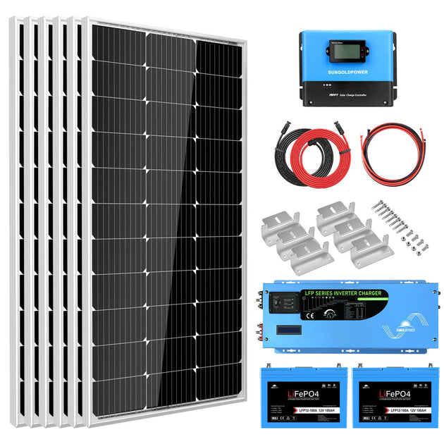 SunGoldPower 3000W Solar Kit With Lifepo4 Battery Backup