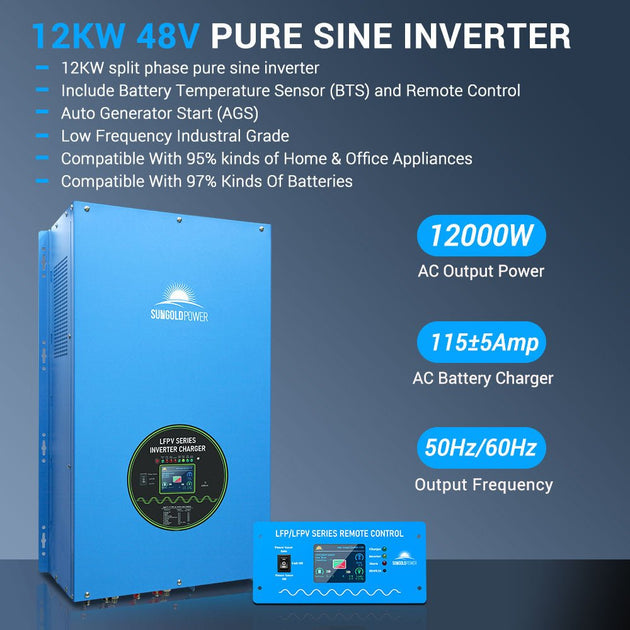 SunGoldPower 12kW Off Grid Solar Kit With 10kWh Battery