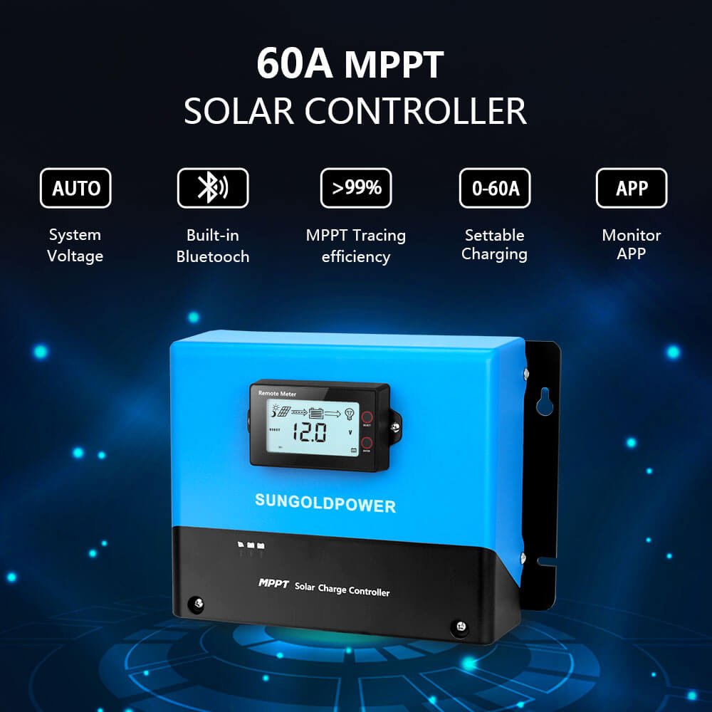 SunGoldPower 60A MPPT Solar Charge Controller Efficient LCD Display