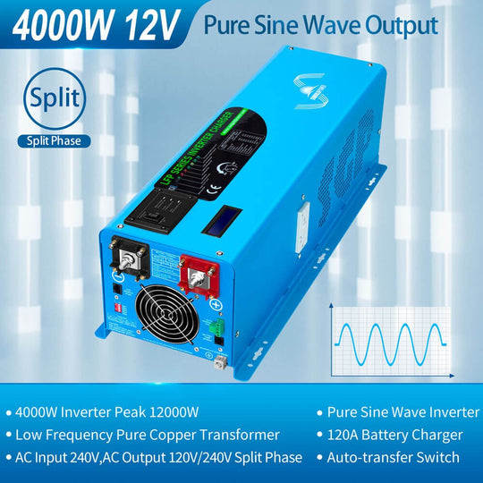 SunGoldPower 4000W 12V Pure Sine Wave Inverter Charger