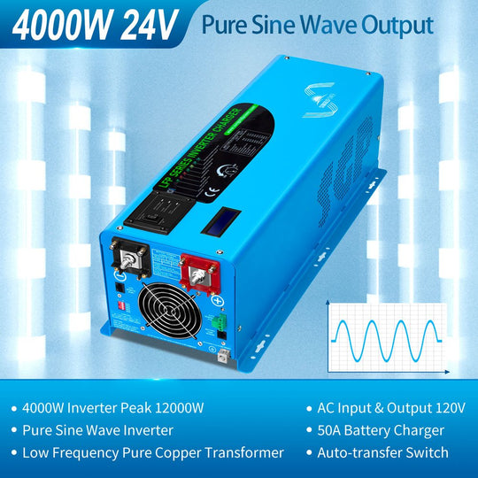 SunGoldPower 4000W Pure Sine Wave Inverter With Charger 24V