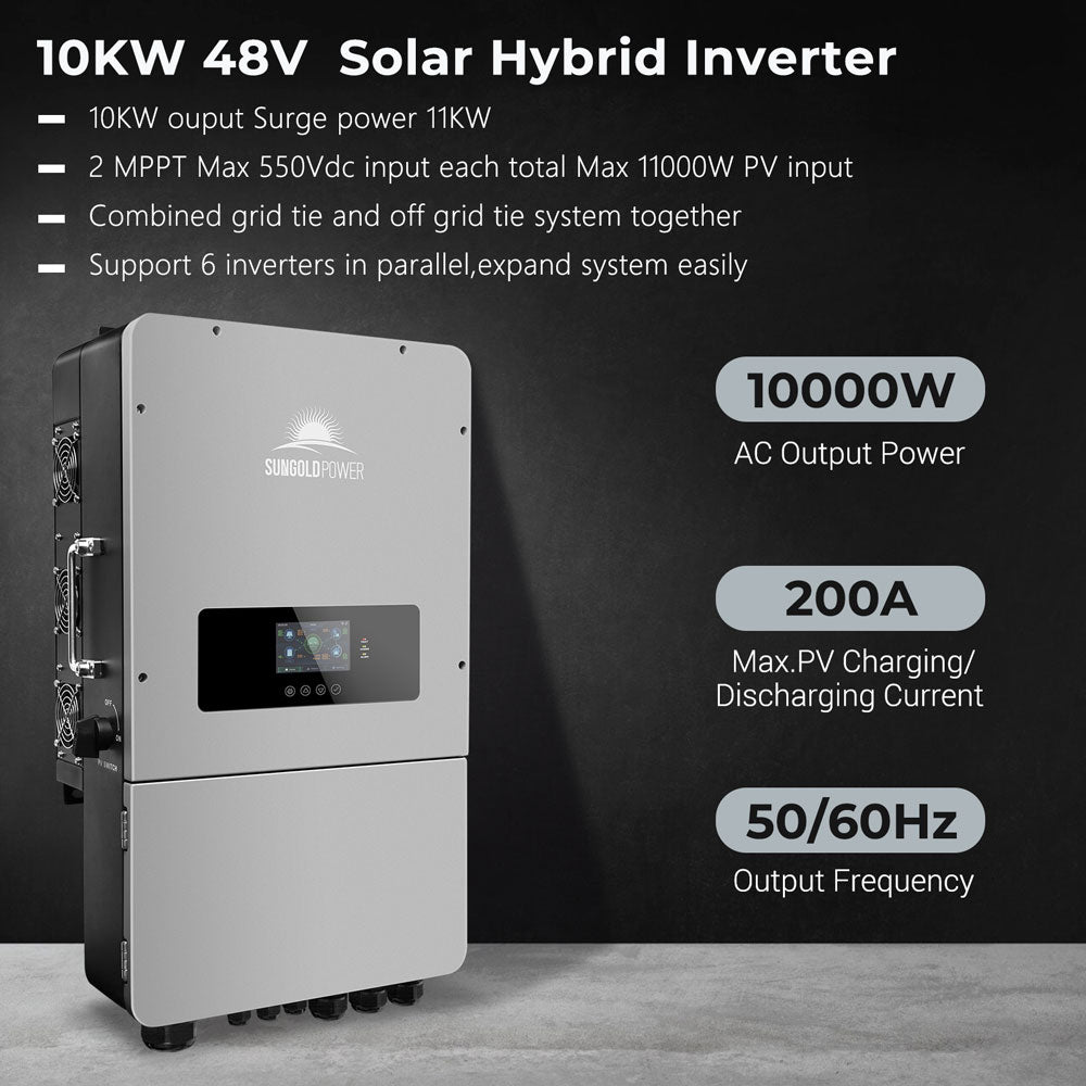 SunGoldPower 10kW Hybrid Inverter 48V Split Phase Grid Tie