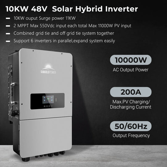 SunGoldPower 10kW Hybrid Inverter 48V Split Phase Grid Tie