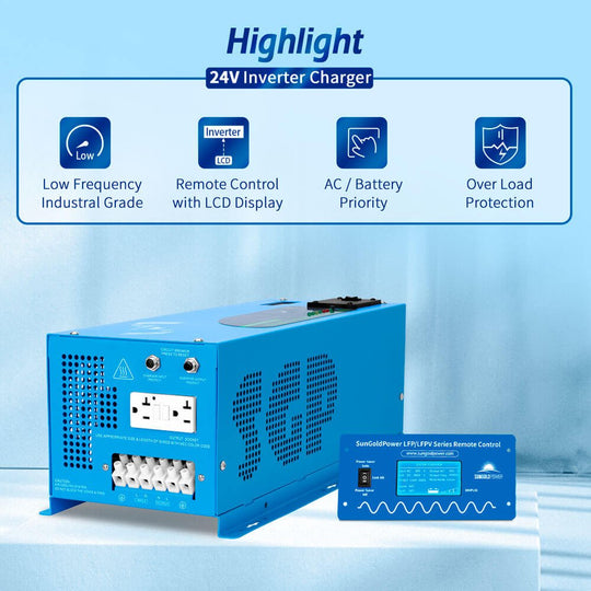 SunGoldPower 3000W Pure Sine Wave Inverter Charger 24V