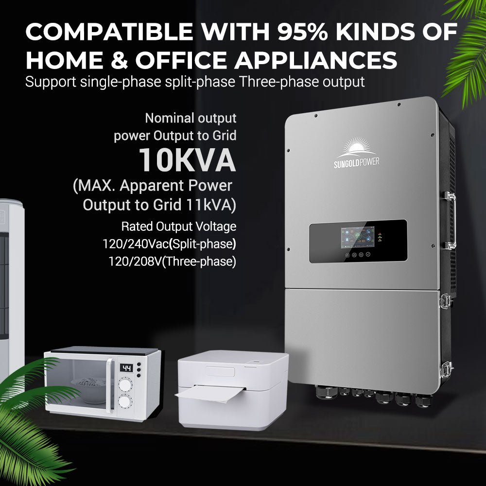 SunGoldPower 10kW Hybrid Inverter 48V Split Phase Grid Tie