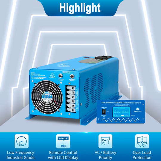 SunGoldPower 4000W 12V Pure Sine Wave Inverter Charger