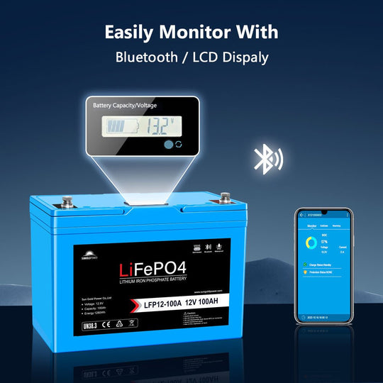 SunGoldPower 12V 200AH LiFePO4 Battery Bluetooth Self Heating IP65