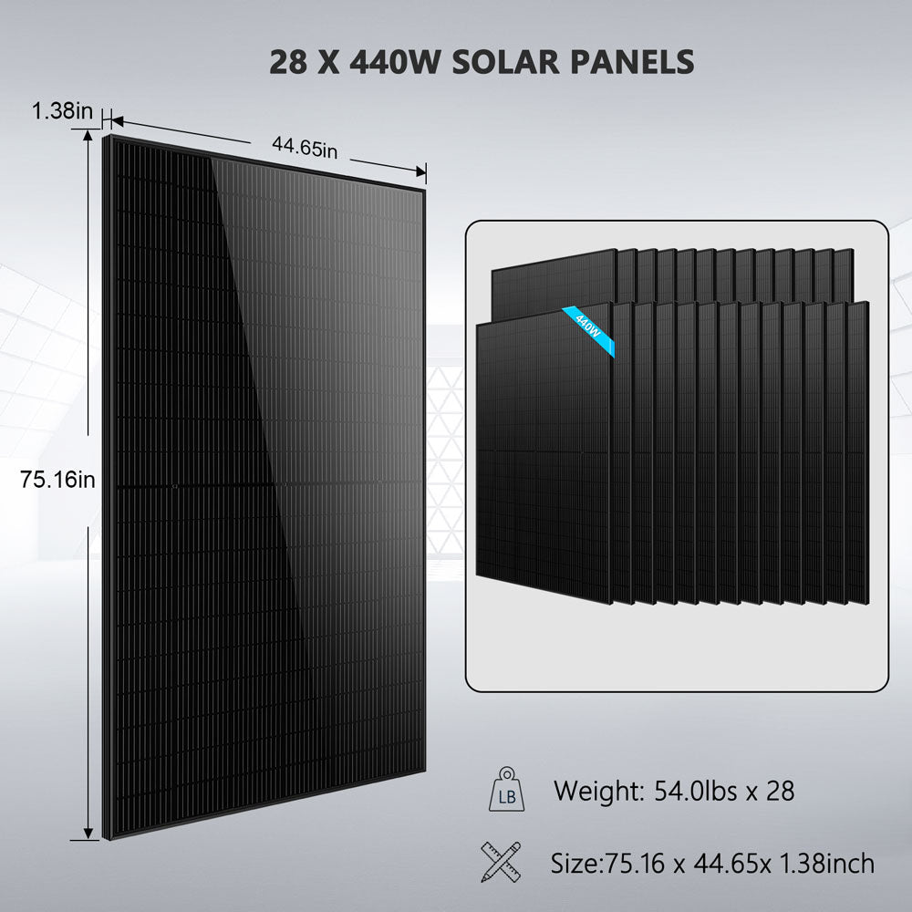 SunGoldPower 11.4kW Hybrid Solar Kit With 30kWh Battery