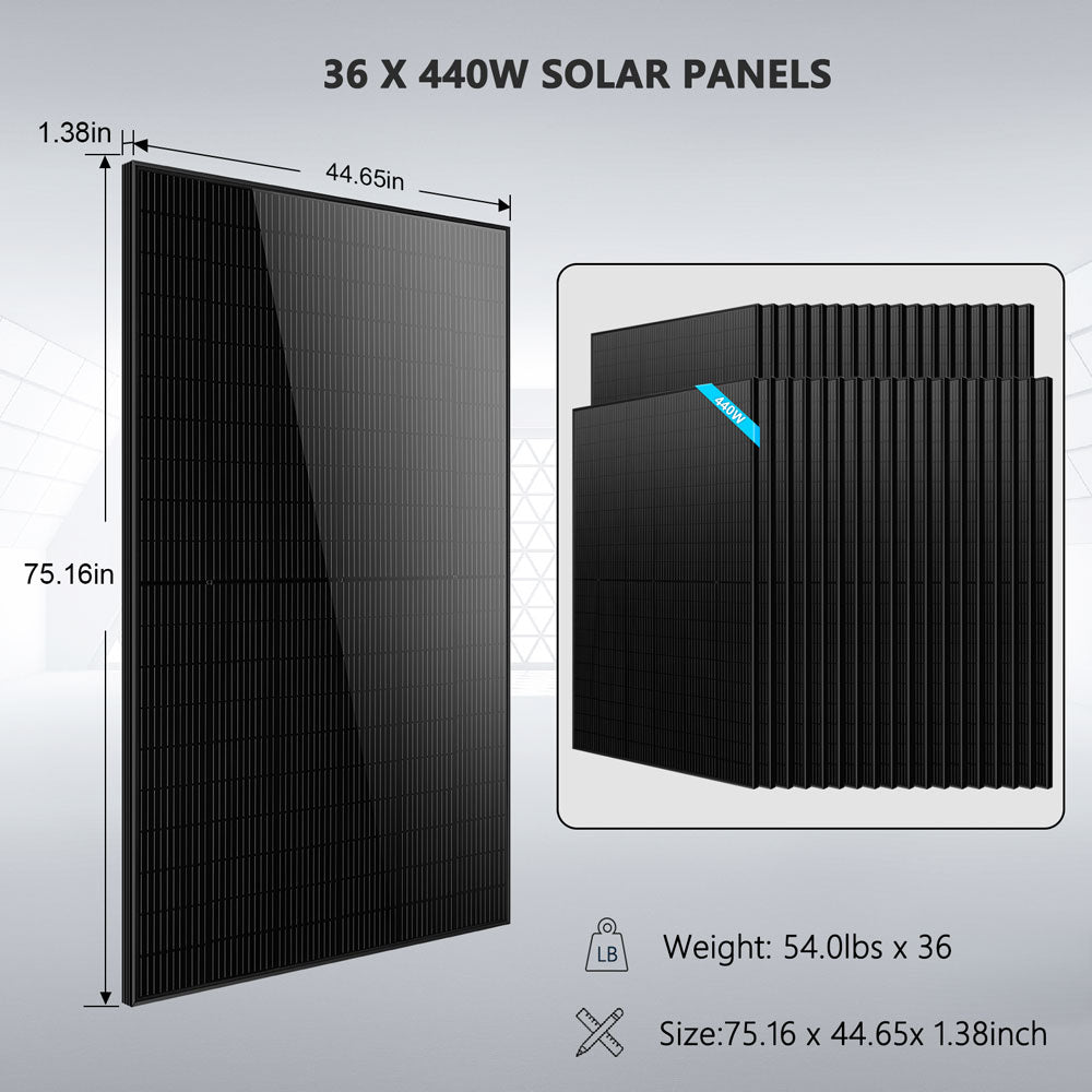 SunGoldPower 11.4KW Hybrid Solar Kit With 51.2KWH Battery