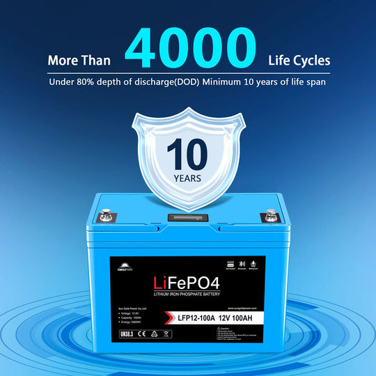 SunGoldPower 12V 200AH LiFePO4 Battery Bluetooth Self Heating IP65