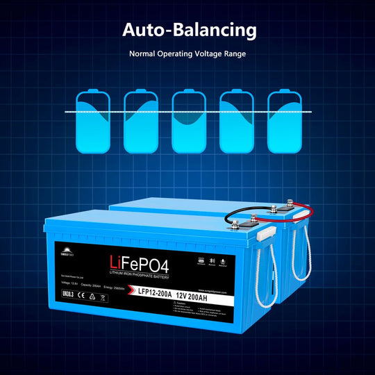 SunGoldPower 200Ah LiFePo4 Battery Bluetooth Self Heating IP65