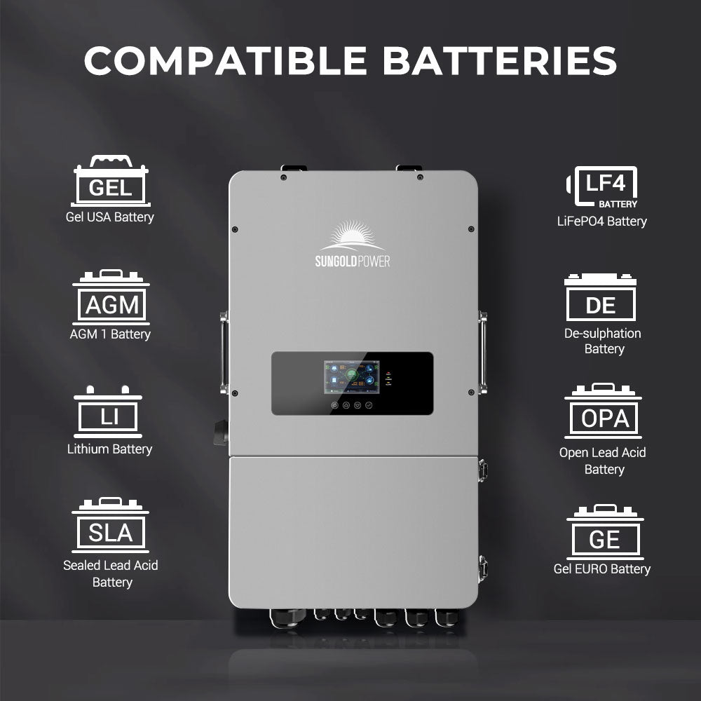 SunGoldPower 10kW Hybrid Inverter 48V Split Phase Grid Tie