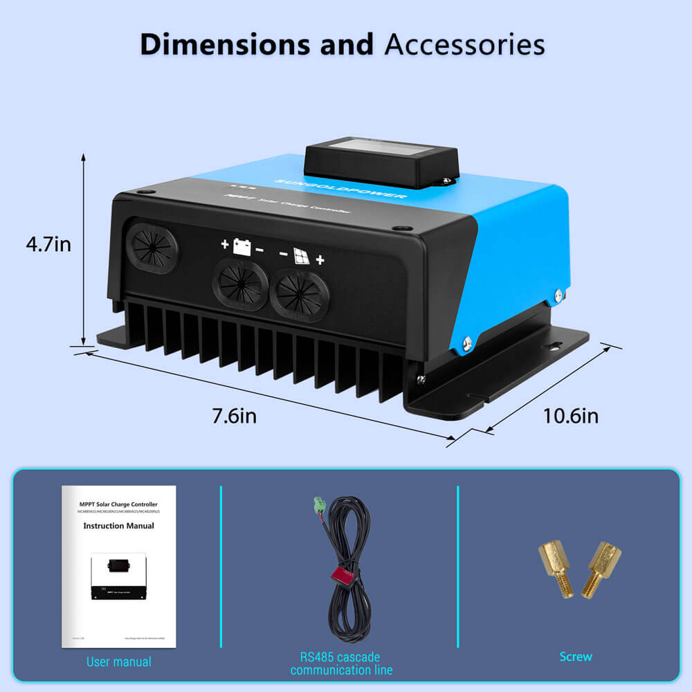 SunGoldPower 60A MPPT Solar Charge Controller Efficient LCD Display