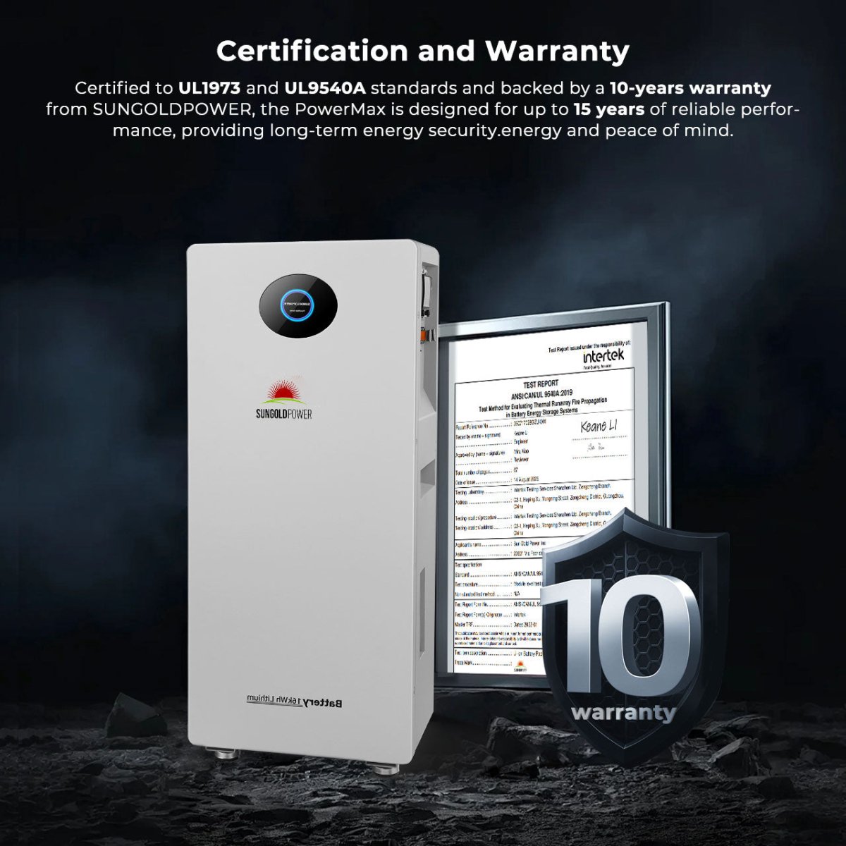 SunGoldPower PowerMax 314AH Outdoor Battery UL Certified