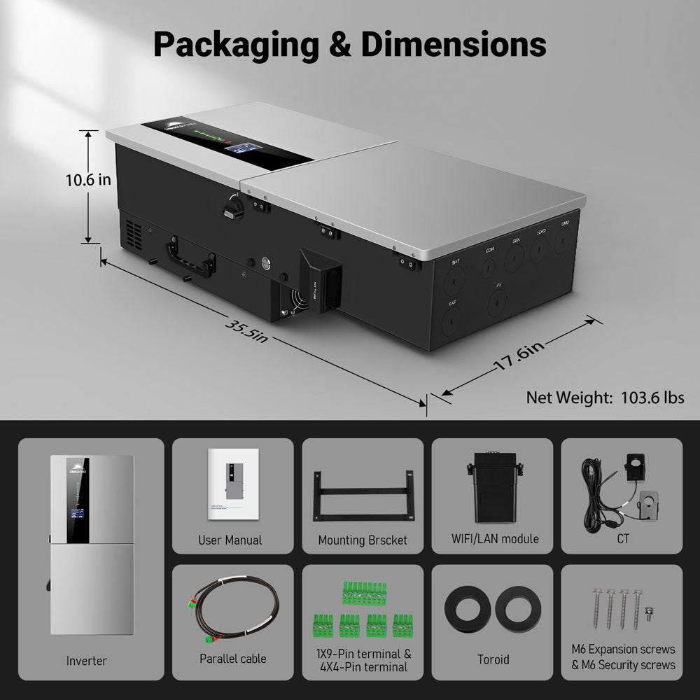 SunGoldPower 11.4kW Hybrid Inverter With 200A Whole Home Backup