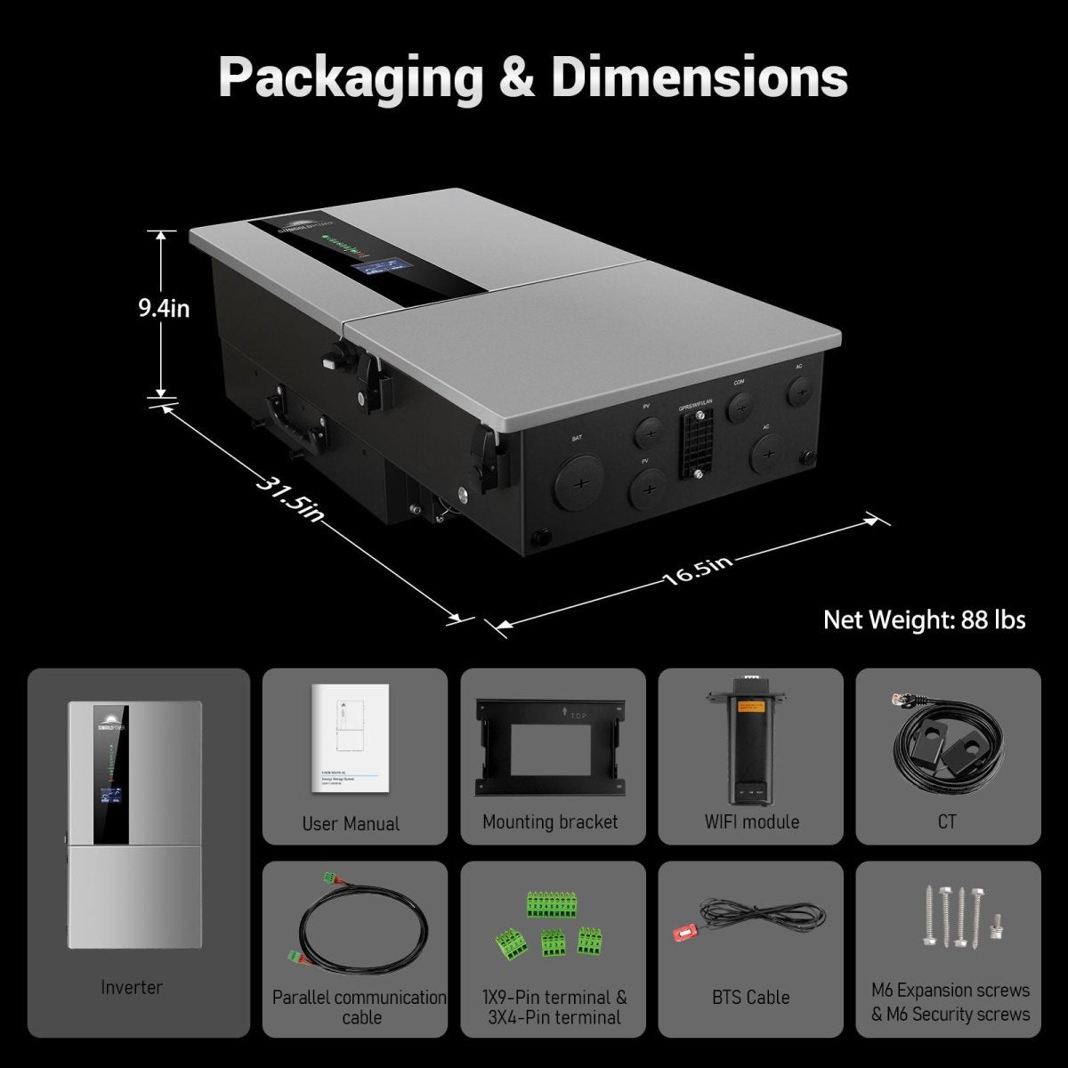 SunGoldPower 22.8kW Hybrid Inverter 48V Split Phase Parallel Capable