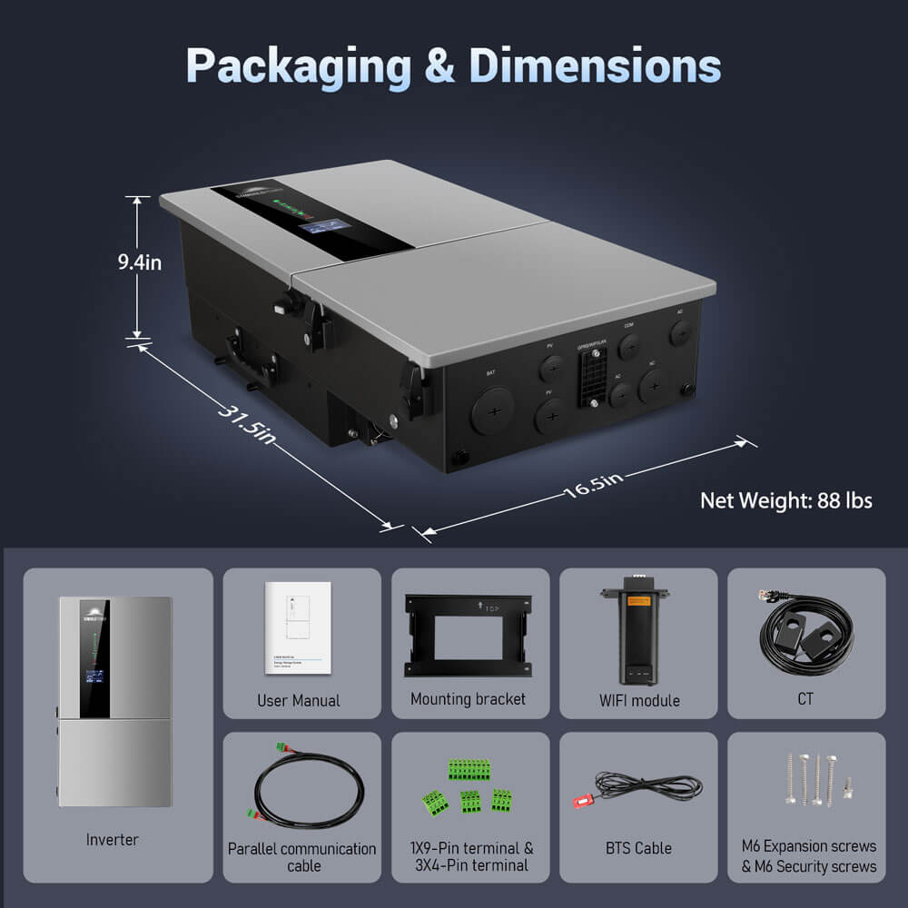 SunGoldPower 7.6kW 48V Hybrid Inverter Split Phase Output