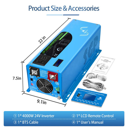 SunGoldPower 4000W Pure Sine Wave Inverter With Charger 24V