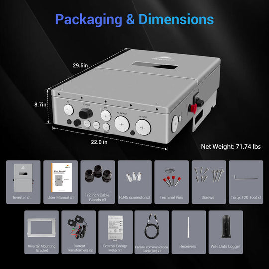 SunGoldPower 11.4KW Hybrid Inverter High Voltage Split Phase