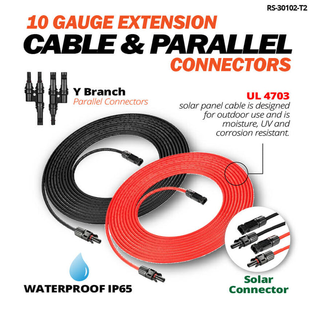 Rich Solar 10 Gauge Solar Extension Cable with Connectors