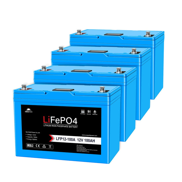 SunGoldPower 100AH LiFePO4 Battery Bluetooth Self Heating IP65