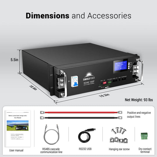 SunGoldPower UL Certified 48V 100Ah Server Rack Battery
