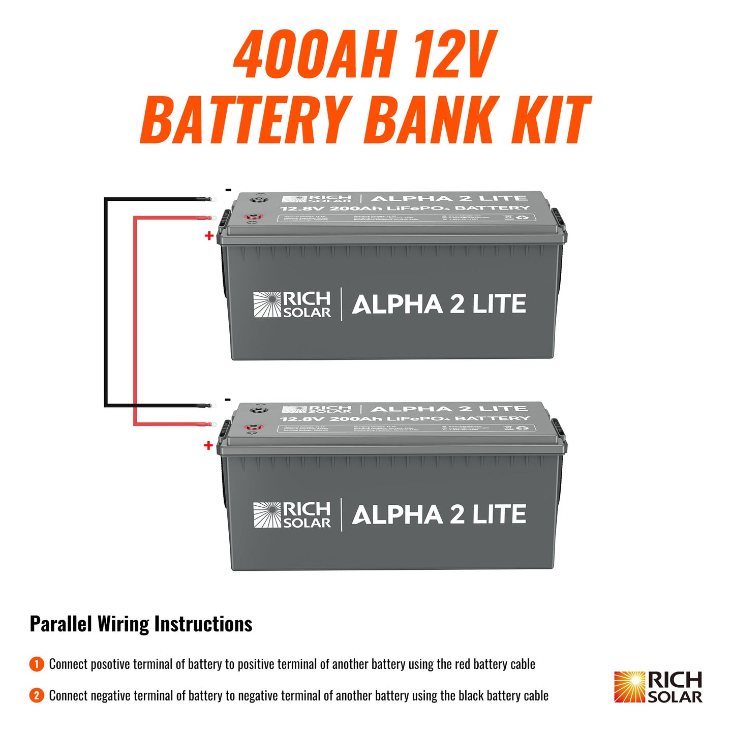 Rich Solar 400Ah 12V LiFePO4 Deep Cycle Battery Kit 5 12kWh Power