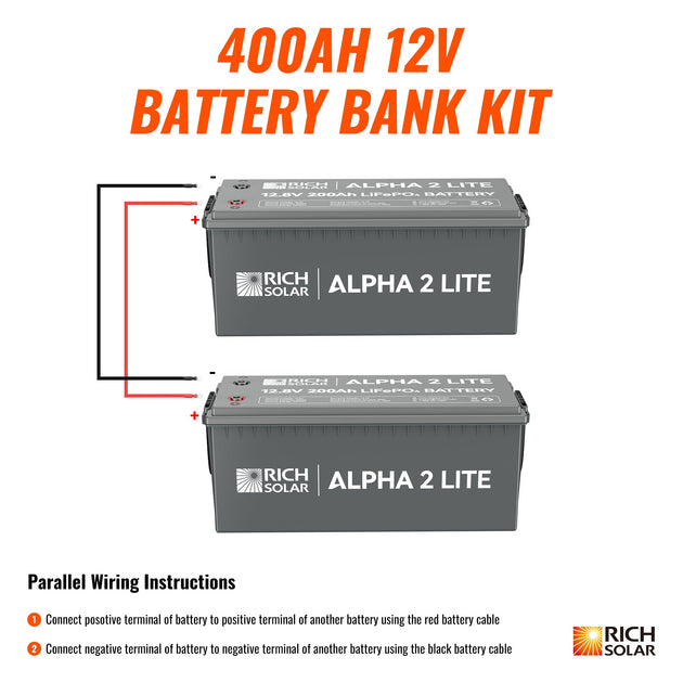 Rich Solar 400Ah 12V LiFePO4 Deep Cycle Battery Kit 5 12kWh Power