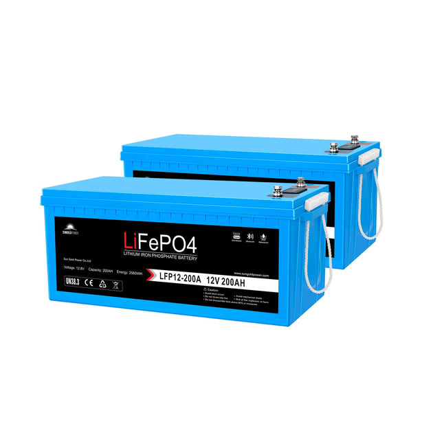 SunGoldPower 200Ah LiFePo4 Battery Bluetooth Self Heating IP65