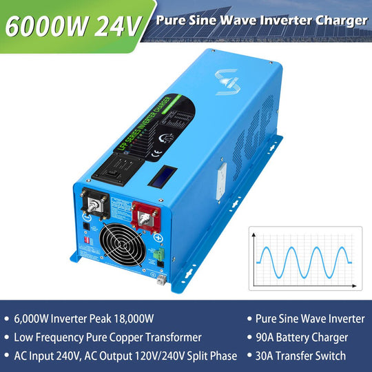 SunGoldPower 6000W 24V Pure Sine Wave Inverter Charger