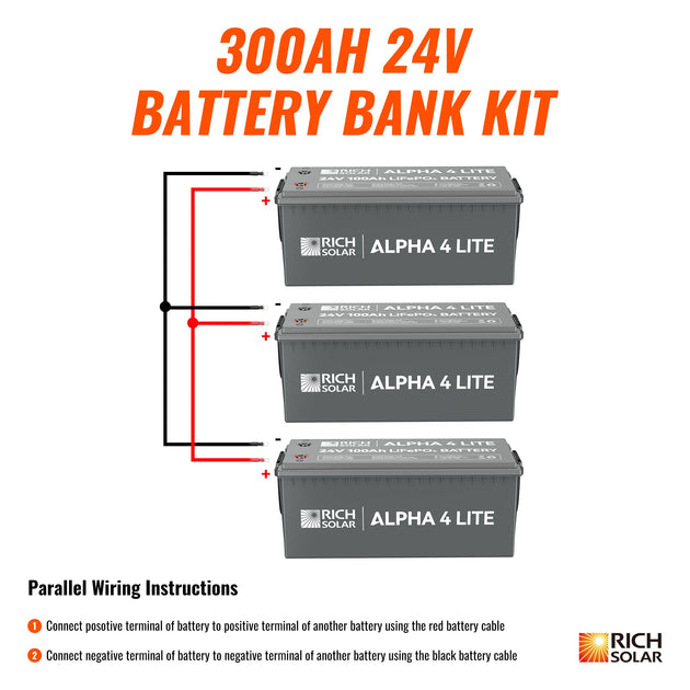 Rich Solar 24V 300AH Lithium Battery Bank 7 6kWh Power
