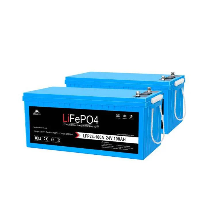 SunGoldPower 24V 100Ah LiFePO4 Battery With Bluetooth Self Heating IP65