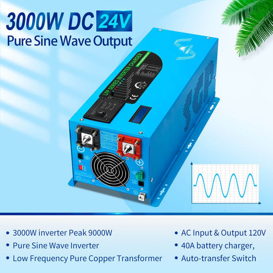 SunGoldPower 3000W Pure Sine Wave Inverter Charger 24V