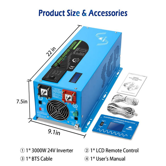 SunGoldPower 3000W Pure Sine Wave Inverter Charger 24V