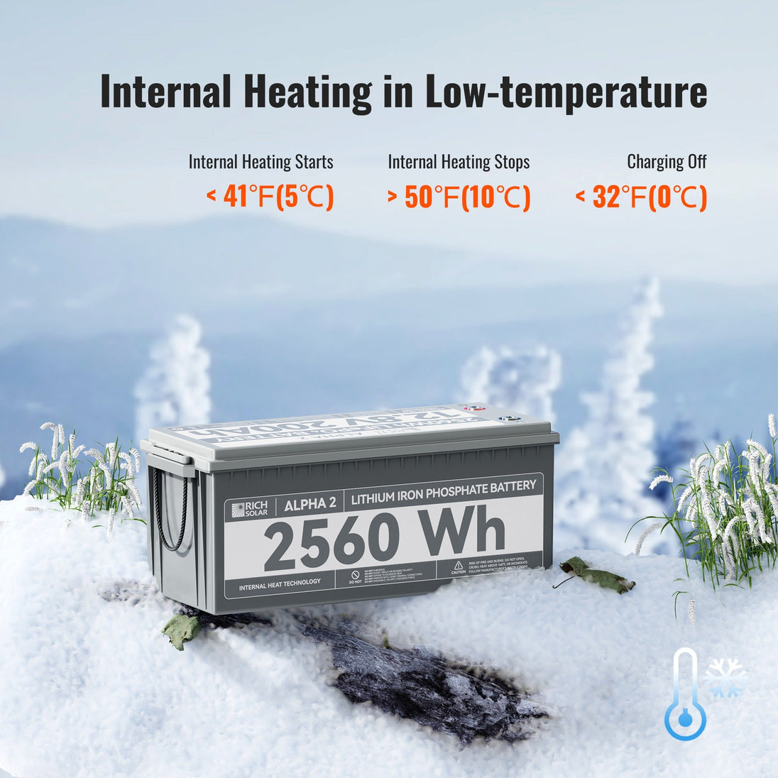 Rich Solar Alpha 2 12V 200Ah LiFePO4 Battery With Bluetooth Heated