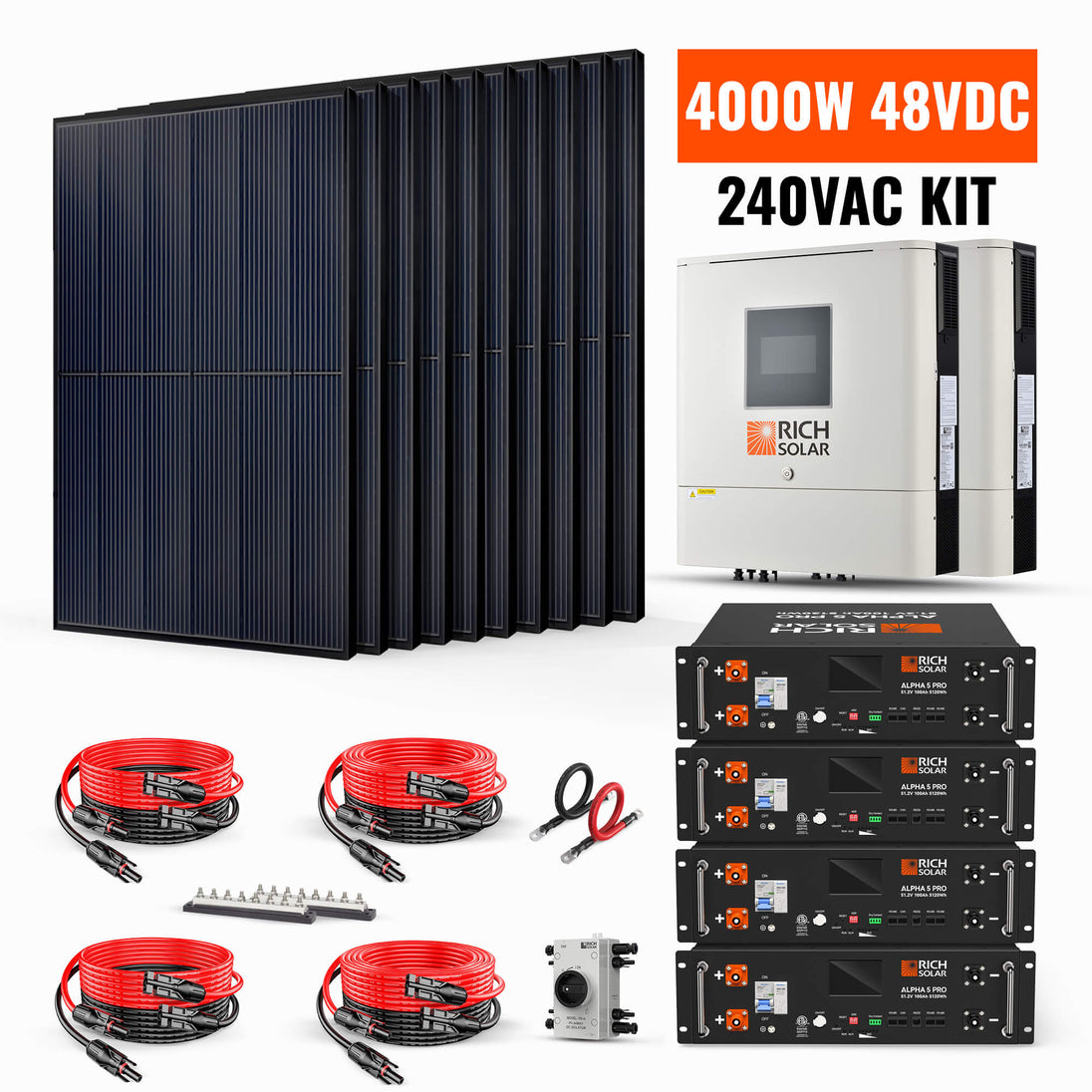 Rich Solar 4000W Complete Solar Power Kit 48V To 240VAC