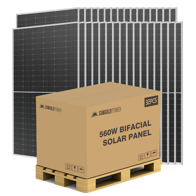 SunGoldPower 560W Bifacial Solar Panel High Efficiency Pallet