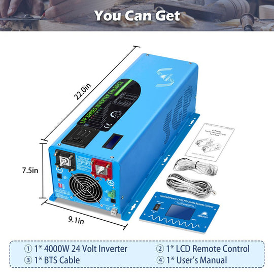 SunGoldPower 4000W Pure Sine Wave Inverter Charger 24V