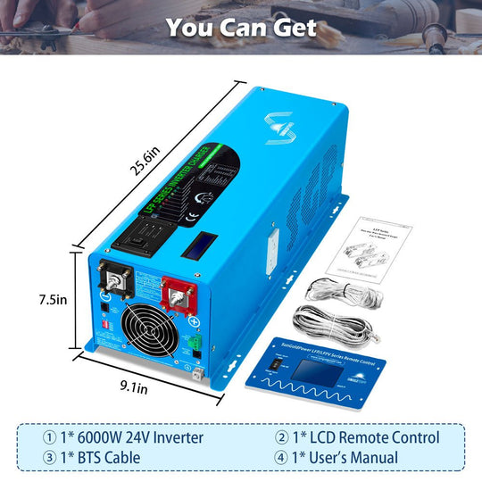 SunGoldPower 6000W Pure Sine Wave Inverter Charger 24V 48V