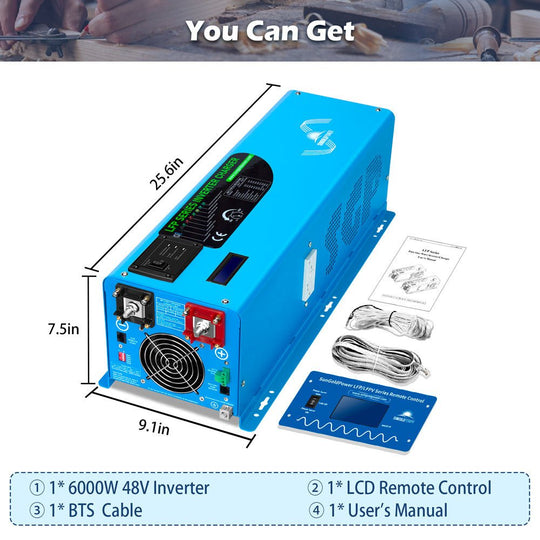 SunGoldPower 6000W Pure Sine Wave Inverter Charger 24V 48V