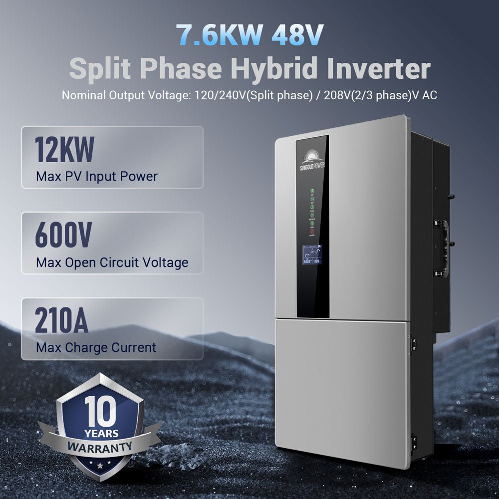 SunGoldPower 7.6kW 48V Hybrid Inverter Split Phase Output