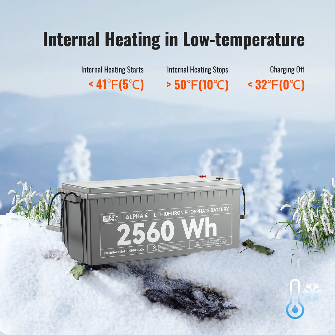 Rich Solar Alpha 4 24V 100Ah LiFePO4 Battery With Bluetooth Heated