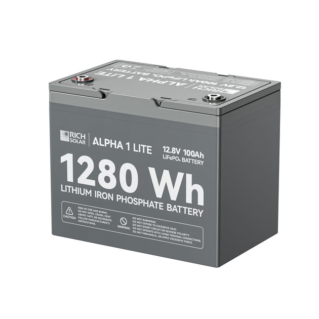 Rich Solar Alpha 1 Lite 12V 100Ah LiFePO4 Battery Lightweight 4000 Cycles