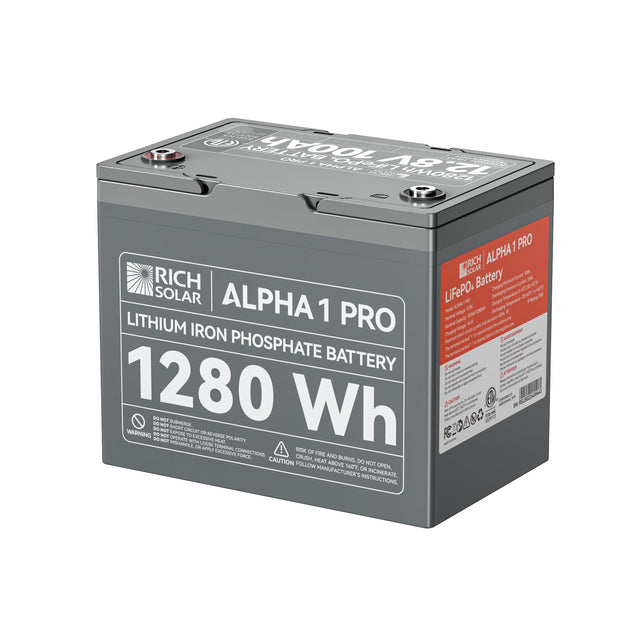 Rich Solar Alpha 1 Pro 12V 100Ah LiFePO4 Battery 10000 Cycles 10 Year Warranty