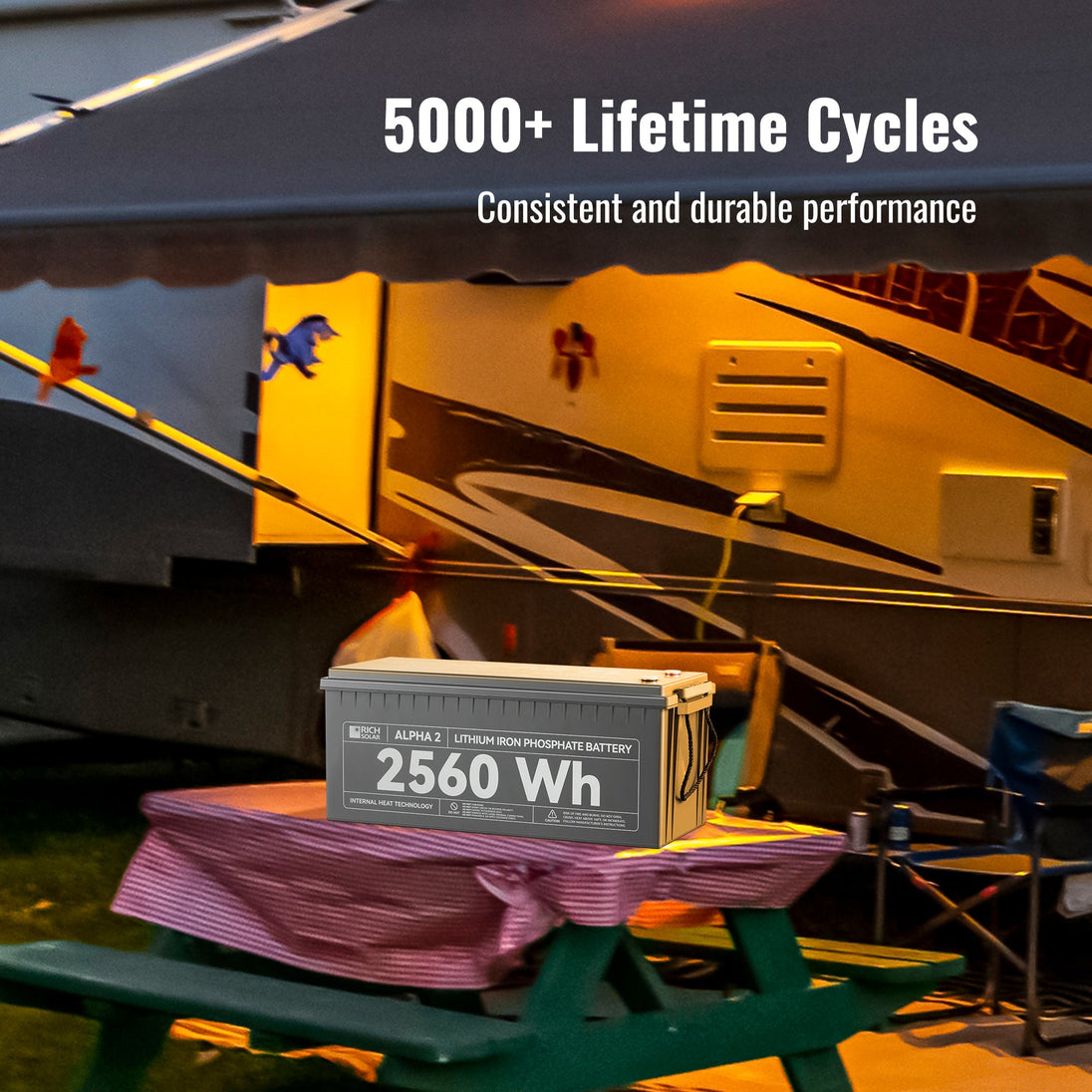 Rich Solar Alpha 2 12V 200Ah LiFePO4 Battery With Bluetooth Heated