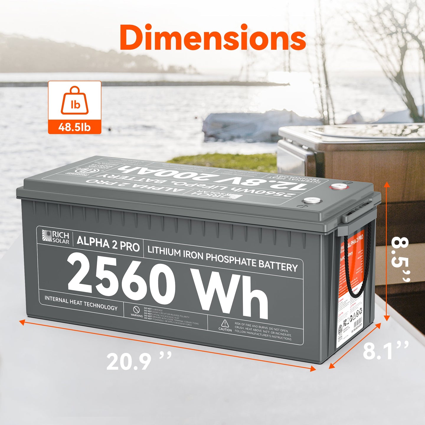 Rich Solar Alpha 2 Pro 12V 200Ah LiFePO4 Battery 7000 Cycles 10 Year Warranty