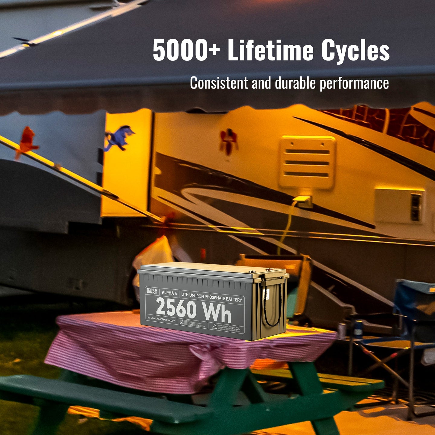 Rich Solar Alpha 4 24V 100Ah LiFePO4 Battery With Bluetooth Heated