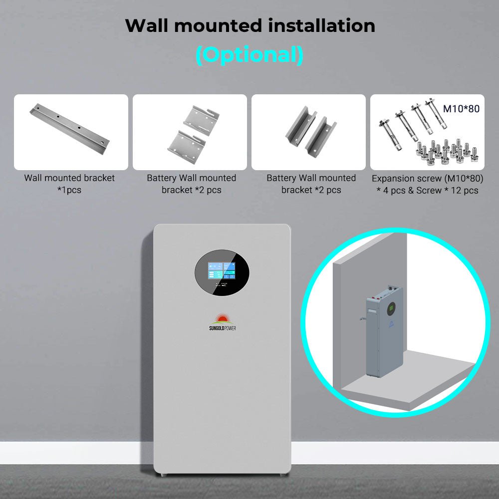 SunGoldPower 10kWh Lithium Battery Powerwall 51.2V 200AH