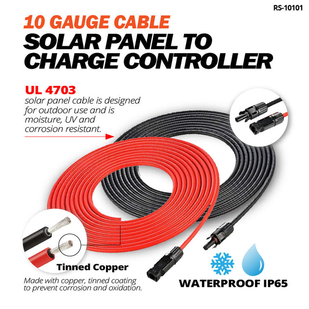 Rich Solar 10AWG Solar Panel Extension Cable 10ft 20ft 30ft