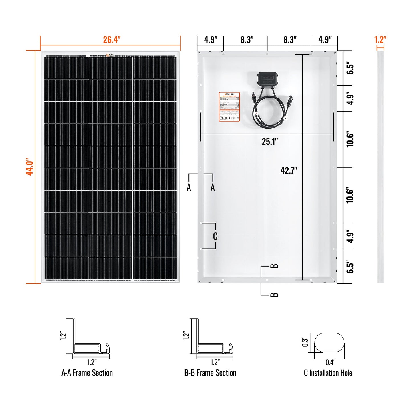 Rich Solar 150W Lightweight UL Certified Solar Panel For RVs